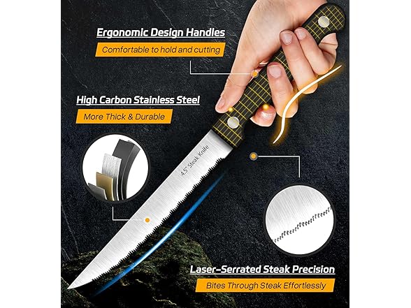 7 Pieces Steak Knife Set with Block