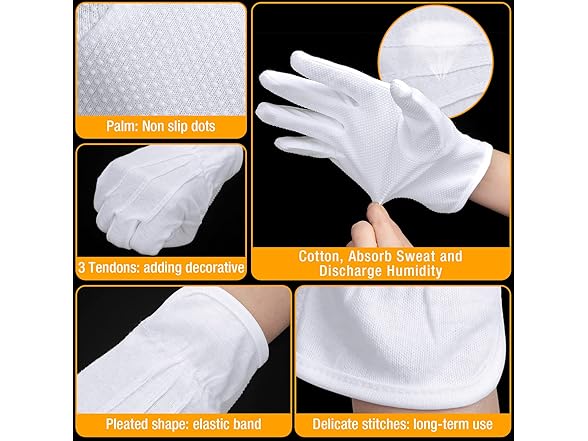 24 Pairs White Parade Gloves