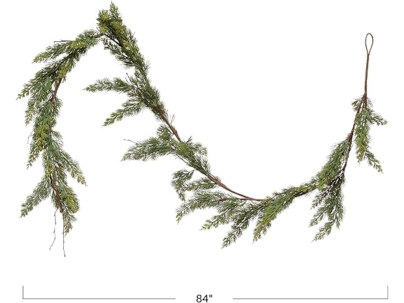 Creative Co-Op 84" L Faux Cedar Garland, Green