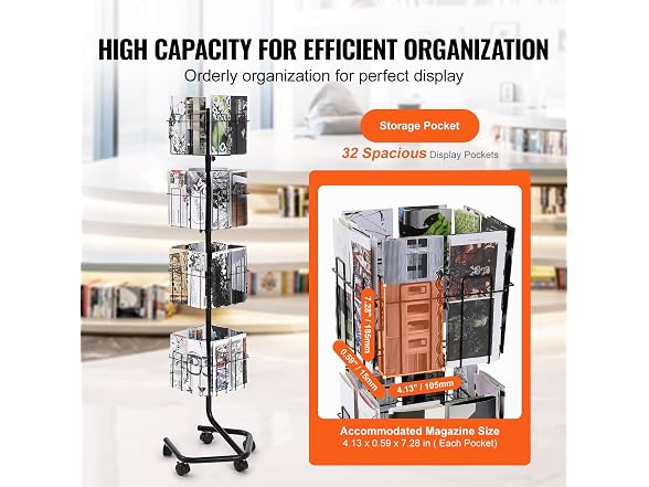 Brochure Display Rack, 4-Tier 32 Pockets