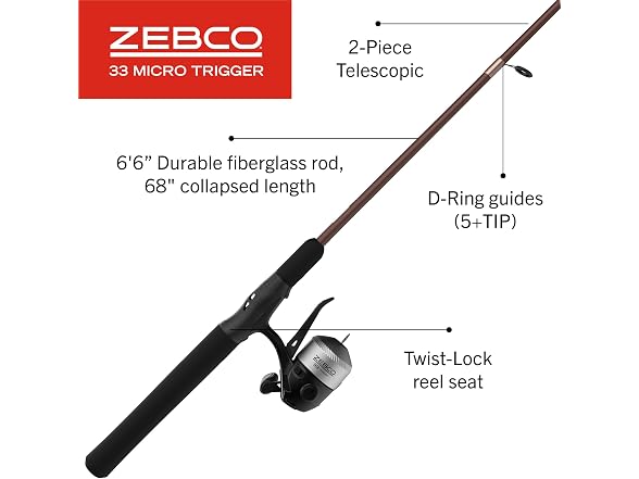 Zebco 33 Micro Trigger Spincast Reel and Fishing Rod Combo