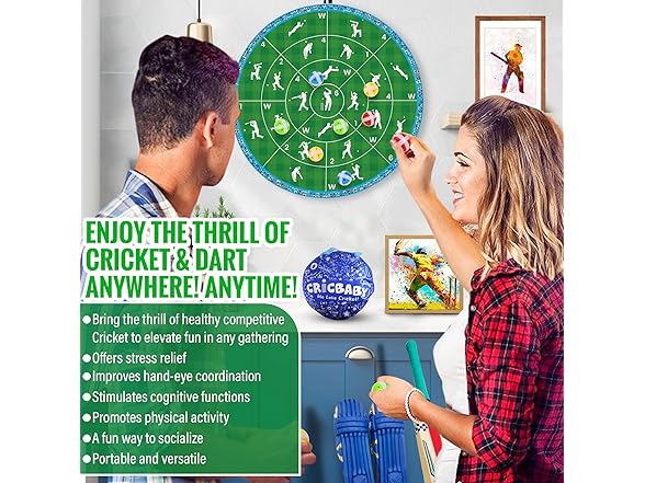 CRICBABY Cricket Dart Game, Double Sided