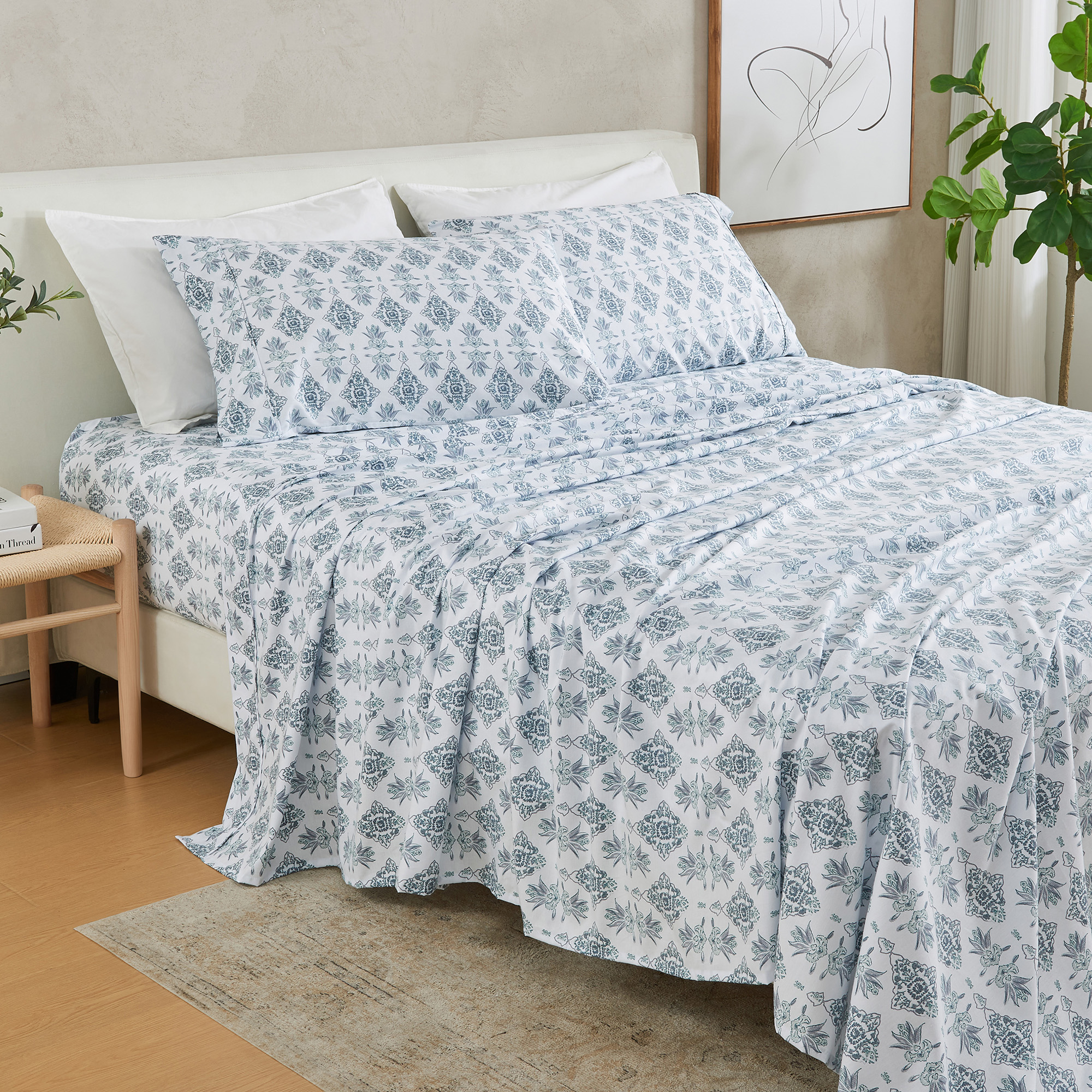 Patina Vie Cotton & Rayon Printed Sheet Set - Gallery 20