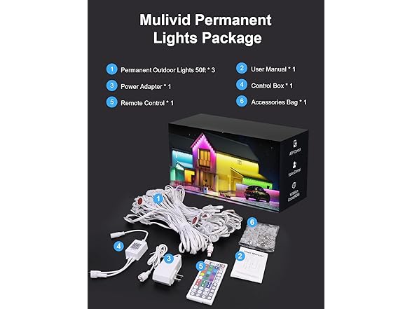 MuliVid 150Ft Permanent Outdoor Lights