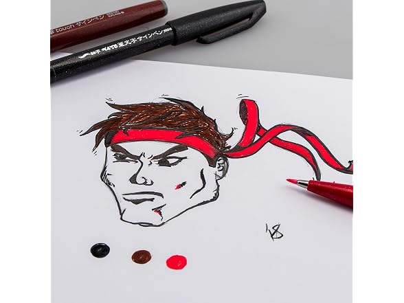 Pentel Brush Sign Pen SES15C-12 Fibre-Tip Pen 10 red