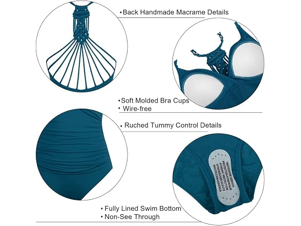 Hilor Women (16) Macrame Back Bathing Swimsuit