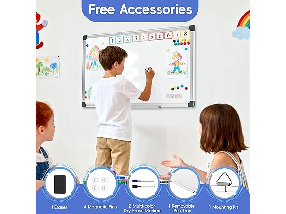VUSIGN Magnetic Dry Erase White Board for Wall 24"×18"