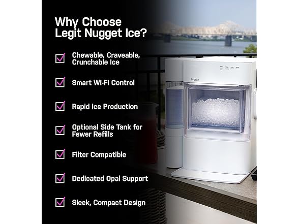 GE Profile Opal 2.0 Ultra Nugget Ice Maker with Scale Inhibiting Filter