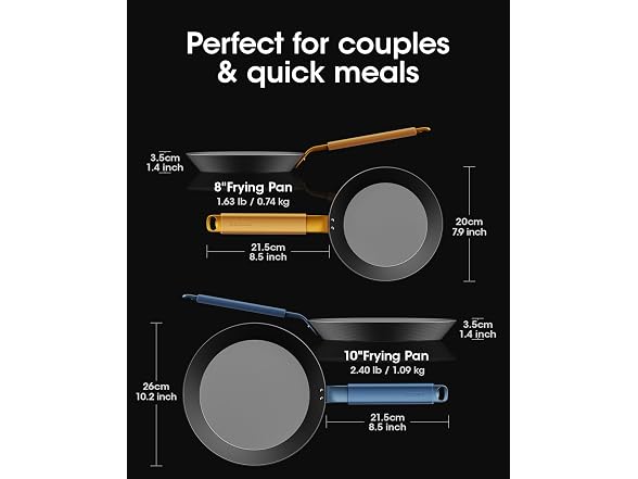 stackbear Carbon Steel Frying Pan Set