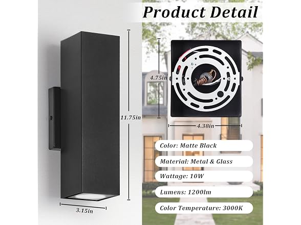 BesLowe 2-Pack Outdoor Wall Lights - Gallery 7