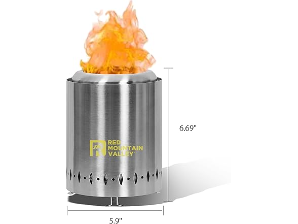Red Mountain Valley Smokeless Tabletop Fire Pit, Silver