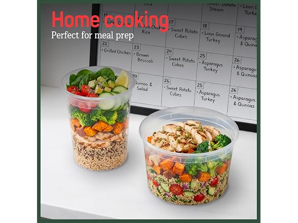 Plastic Deli Containers with Lids 32 oz (Pack of 24)