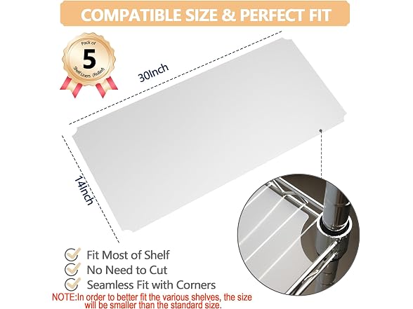 Maxtbee 5pcs Shelf Liners of Wire Shelf System,14 x 30 inch