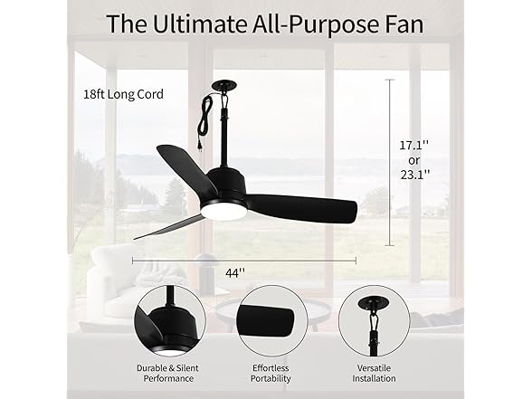 SUTEFAN 44'' Dimmable Outdoor Ceiling Fan - Gallery 6