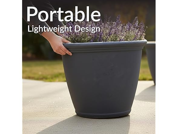 Sunnydaze 24-Inch Anjelica Large Plastic Pot - Slate