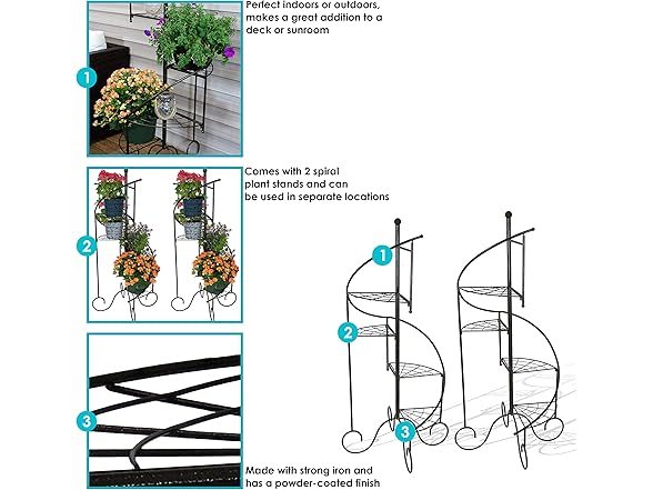 Sunnydaze 4-Tier Metal Iron Plant Stand