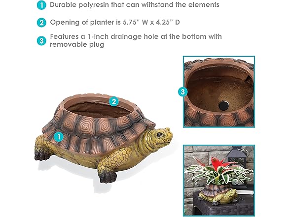 Sunnydaze Decor FC-747 Teddy the The Turtle 11" Planter