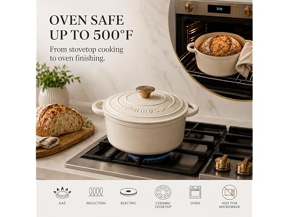 Parmedu 5.5QT Enameled Cast Iron Dutch