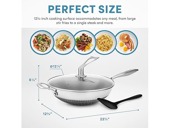 AROMA® Non-Stick Stainless Steel Wok Pan 