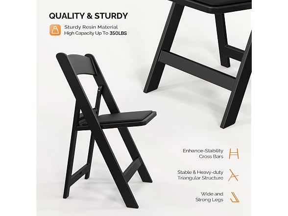 VINGLI Resin Folding Chairs with Cushion 4pk - Gallery 6