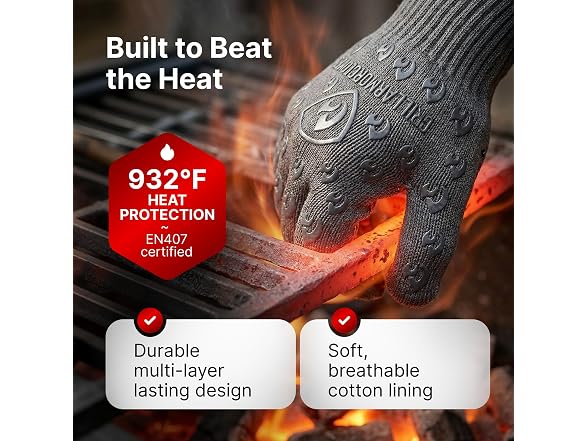 Oven Gloves with Fingers - 932?F Extreme Heat Proof
