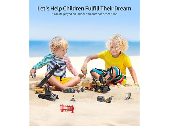 Geyiie Crane & Excavator Toy Trucks
