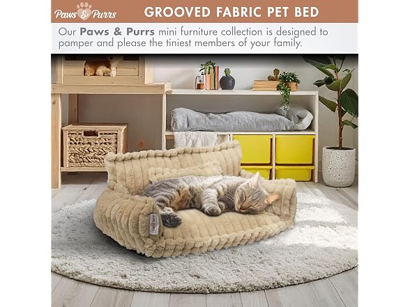 Paws & Purrs Grooved Pet Bed for Small to Medium Dogs