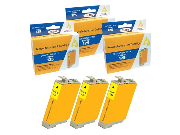 Compatible Epson 125 Yellow Ink Cartridge (3 Pack)