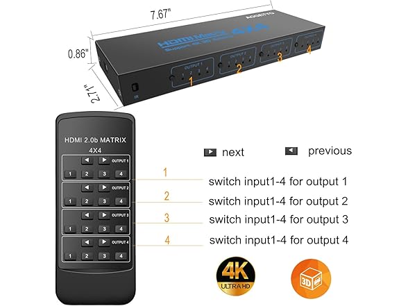 AOGETYO HDMI Switch 4 Computers, 4K/30HZ