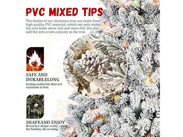 MARCOLOR 6FT Flocked Christmas Tree