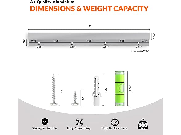 French Cleat 12" 2Pairs 100lb Mirror