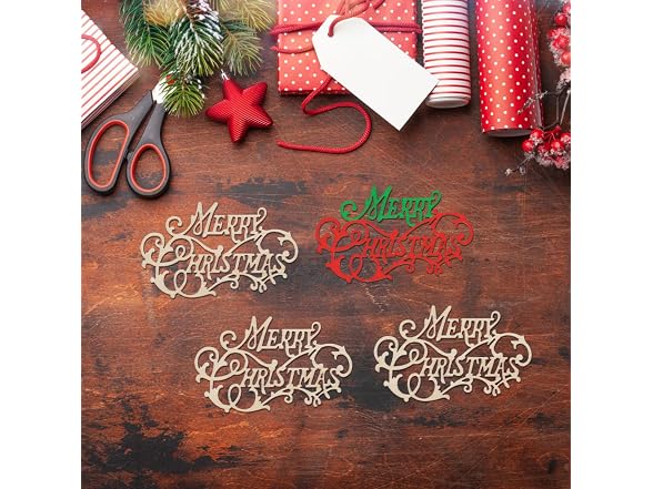 Tofficu 40pcs Merry Christmas Wooden
