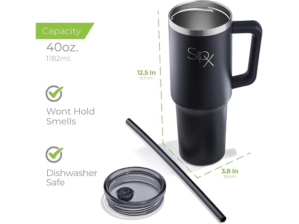 SIPX™ 40 oz Insulated Tumbler with Handle & Straw 