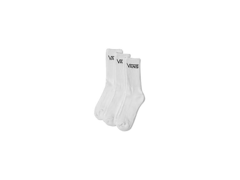 Vans Unisex Classic Crew Socks (3-Pair) | Casual Men's & Women's Everyday Socks, Soft & Stretchy Fabric, Great for High-Top Shoes, White, 6.5-9
