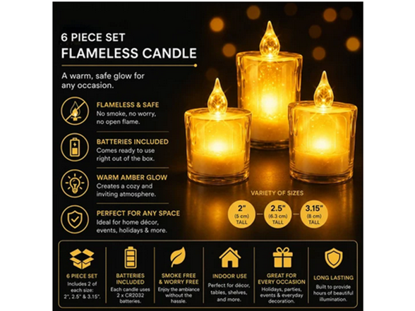 6 Pack Decorative LED Flameless Candle Set