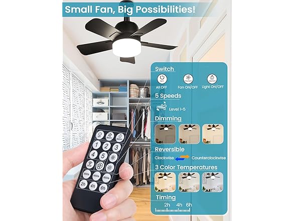 MATULSA E26 Socket Fan Light, 16.5-Inch