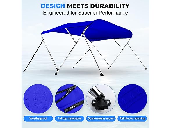 SereneLife 4-Bow Bimini Boat Cover