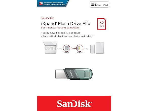 Sandisk iXpand Flip 32GB Flash Drive with USB & Lightning