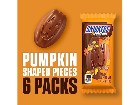 Snickers Pumpkins Milk Choc Halloween 6p