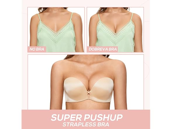 Dobreva Women (32B) Push Up Strapless Bra 32B Bras