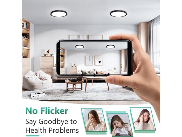 Brightever Black LED Flush Mount Ceiling Light, 7" 15W