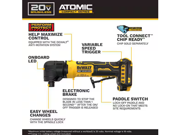 Dewalt DCG422B ATOMIC 20V MAX Right Angle Die Grinder