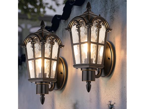 BesLowe 2-Pack Outdoor Wall Light Black