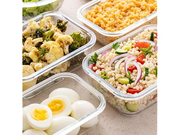 Freshware Glass Storage Containers with Lids, 24 Pieces,Grey
