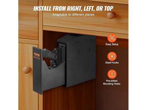 Mounted Gun Safe for Pistols, Biometric Gun Safe