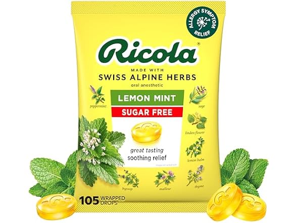 Ricola Sugar Free Lemon Mint Herbal Throat Drops