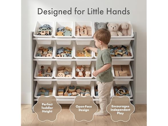 Humble Crew Kids Toy Organizer 16 Bins Grey