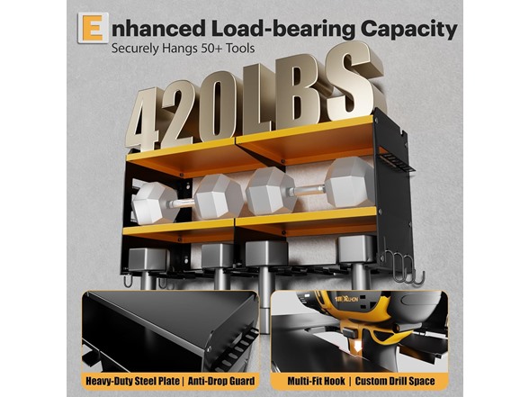 Large Power Tool Organizer Wall Mount- No Power Strip