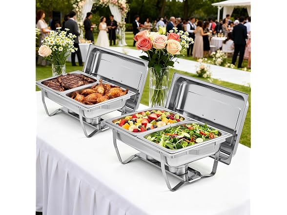 PrecisionAuto Professional Stainless Steel Chafing Dishes – 4-Pack