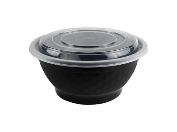 Black Bowls with Lids - 38oz, Plastic 48 CT